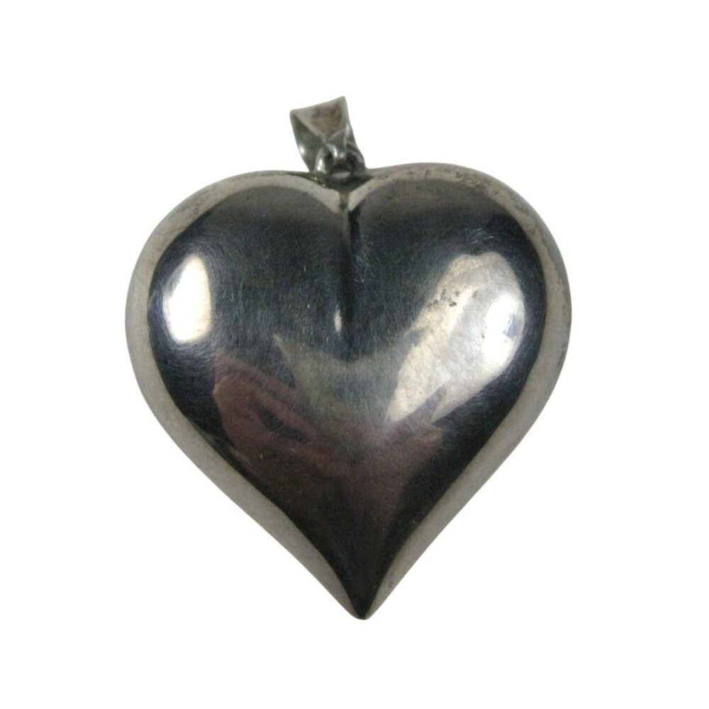 PEG Sterling Silver Heart Pendant 925 Signed 7 grams Puffy Hollow Love